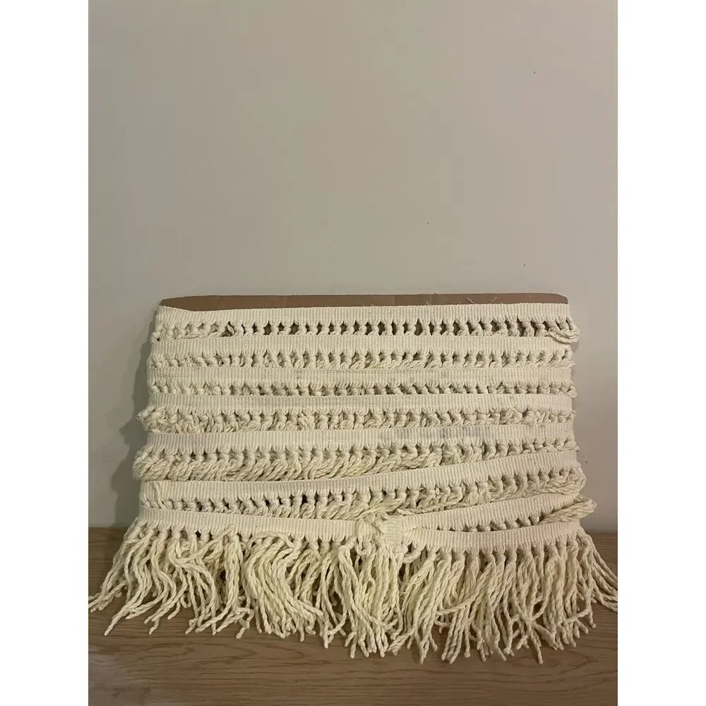(Destash LOT 6 yd) Cream Creme Cotton Woven Knotted Tassel Fringe Trim Edge 4”